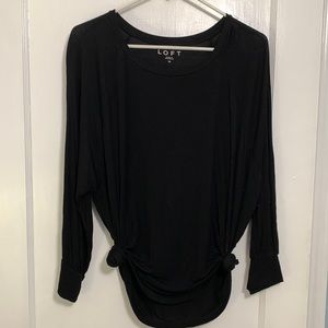 Loft black long sleeve with knotted bottom